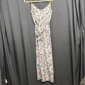 Leith Blue Tie Front Tiered Wide Leg Jumpsuit Resort Wear